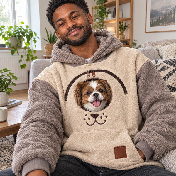 Pfotenvoll Hoodie in Sand mit Shih Tzu