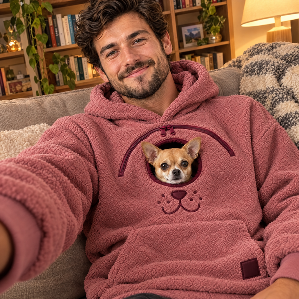 Pfotenvoll Hoodie in Altrosa mit Chihuahua