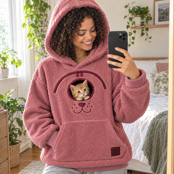 Pfotenvoll Hoodie in Altrosa mit Kätzchen
